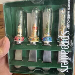 Boston Warehouse Holiday Christmas Spreaders With Glitter Inside VTG 2002- 2 New